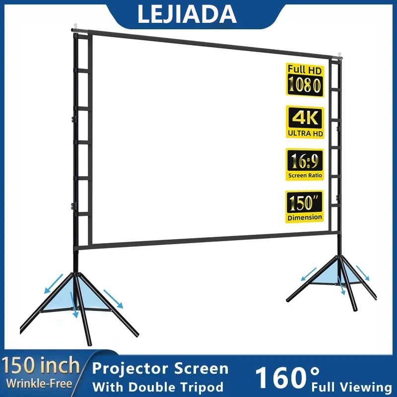 Home Cinema Blanc - LEJIADA Projector Screen With Stand White