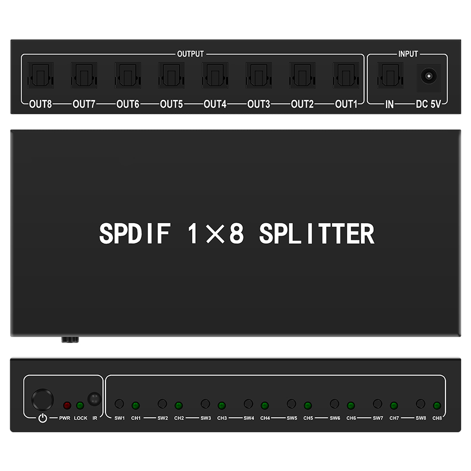 Genius Home Cinema - Optical Audio Splitter,1 in 8 Out