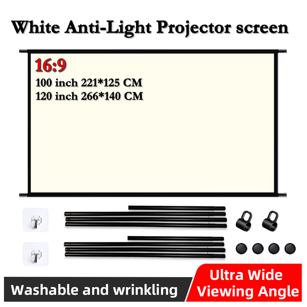 Home Cinema Blanc - Portable Projector Screen 16:9 Washable Ultra