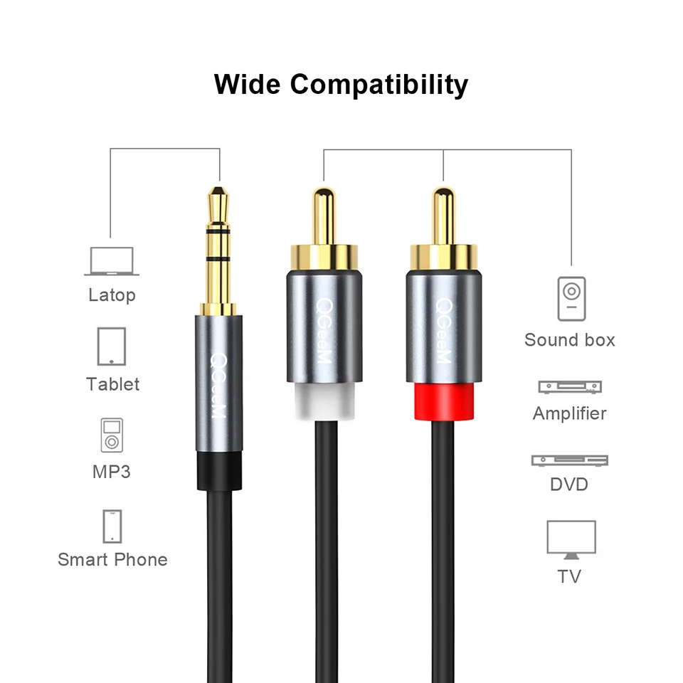 QGeeM RCA Cable 2RCA to 3.5 Au - Genius Home Cinema recension och pris