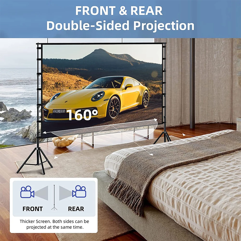 LEJIADA Projector Screen With  - Home Cinema Blanc recension och pris