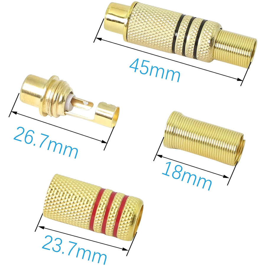4PCS RCA Plug Gold Plated Sold - Genius Home Cinema recension och pris